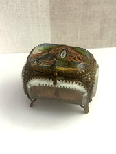 Boite Coffre à bijoux verre biseauté laiton doré  Napoléon III