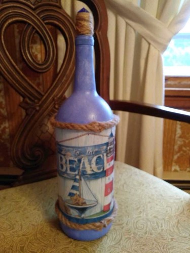Decoupage bottle wine with - bottle,