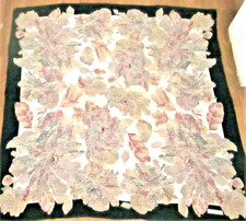 * LANCEL * FOULARD SOIE VINTAGE * VERT BOUTEILLE & FLEURS en POINTILLES *