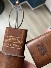 Ancien Etui Lunette Binocle XIXème Métal HauteClocque Thomas Nevers Armoirie