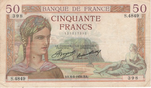 France francs ceres type - france, 50