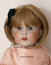 Perruque poupée ancienne cheveux courts blonds-Tête 22/24cm(9/9.5")