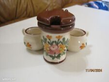 SERVITEUR WC TOILETTE SEL POIVRE MOUTARDE EN FAIENCE ref1 ANNEES 70 VINTAGE