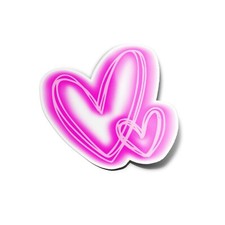 Pack x5 AUTOCOLLANTS STICKERS vinyle Double coeur lumière néon rose amour 8cm