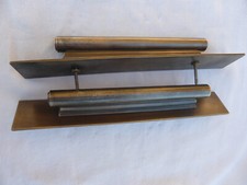 2 poignées S/ plaques 30 x 4,6 cm fixe ancienne laiton massif Porte Meuble