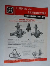  prospectus catalogue agricole  RENSON ET Cie : pompe centrifuge