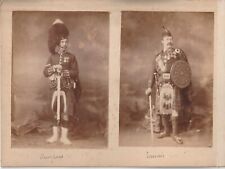 TIRAGE PHOTO	2 ALBUMINE SUR  CARTON  1880 SOLDAT ANGLAIS ET ECOSSAIS PHOTO 10X15