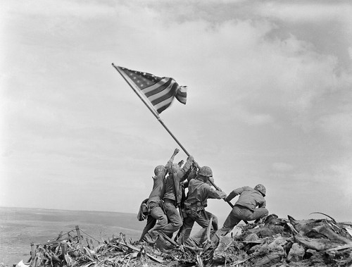 Ww2 photo raising - photo, flag