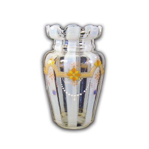 Opalescent enameled cut glass - enameled,