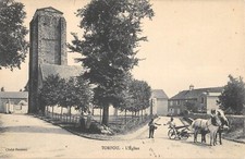 CPA 91 TORFOU / L'EGLISE / ATTELAGE / MACHINE AGRICOLE / cliché rare