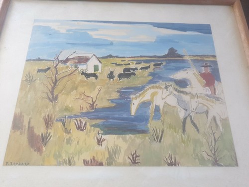 Peinture camargue taureaux - camargue,