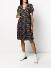 Robe midi KENZO Paris fleurie passion fleurs vert bouteille plissée taille 38...