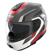 Casque Moto Modulaire Nolan N100-6 Cinetico 361 Gris/Rouge/Noir Mat