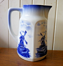 Grand pichet pot en Porcelaine de Badonvilliers Décor moulins signé Arista ?