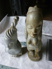 2 statues en stéatite, pierre du village de M'Bigou au Gabon