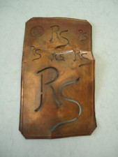 POCHOIR ANCIEN METAL LETTRES INITIALES RS