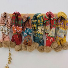 Écharpes En Laine Tricotées Avec Pompon Renne Pour Enfant