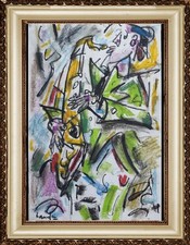 Pastels Gras Sur Papier 29/42cms "Le Saxophoniste" dlg Gen Paul