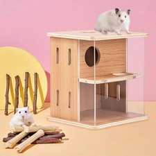 Cabane de jeu à 2 niveaux pour hamsters, chinchillas, lemmings et hamsters
