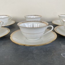 6 Tasses et 6 sous tasses porcelaine de Sologne Lamotte Liseré  doré