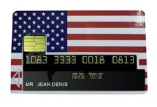 Stickers, Autocollants, Adhésifs Carte Bancaire Motif Drapeau USA