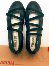 PALLADIUM RUBBER KID chaussures NEUVES en CUIR ballerines babies noires fille 34