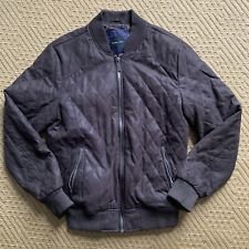 Zara Mens Quilted Bomber Jacket Chocolate Brown Faux Leather L