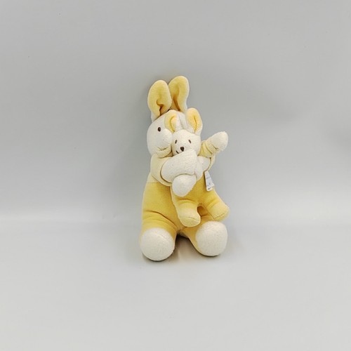 Doudou lapin jaune blanc