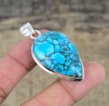 Turquoise Gemme Pendentif 925 Argent Sterling Bijoux Anniversaire Cadeau Pour