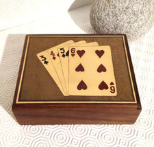 coffret boite de cartes a jouer en bois vintage
