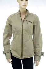 Blouson toile beige cintré