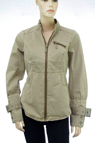 Blouson toile beige cintré