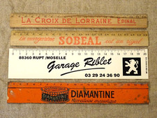 Lot de 4 anciennes règles publicitaires Sobeal Croix de Lorraine  Diamantine ...