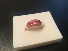 Bague Femme - OR Jaune sertie de 7 petits Rubis