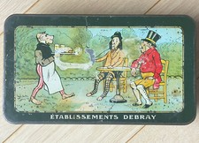 Ancienne Boite en tole lithographiée établissements Debray - Caricature Singe