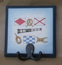 Patères porte serviettes en bois métal décor marine mer manteaux noeuds crochets