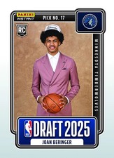 Joan Beringer 2025 RC Panini Nuit Du DRAFT Noté GEM-MT 10 Recrue #DN-17 Prévente