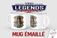 Mug émaillé Moto Chat, Tasse déco Biker racer motard thé café cadeau vintage