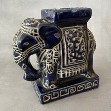 ASIE INDE cendrier éléphant en céramique émaillé bleu marine