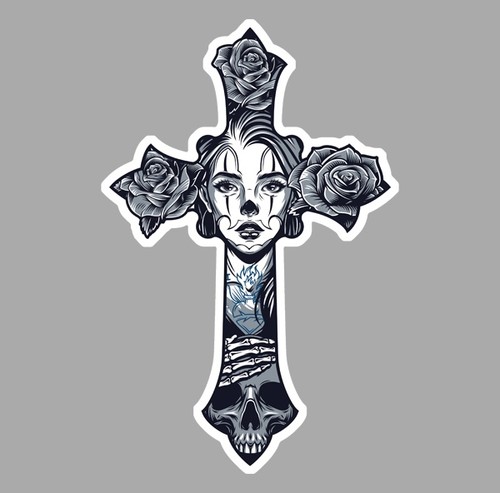 Sticker pinup skull - sticker,