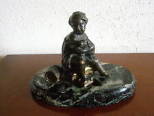 BRONZE XIXEME L'ENFANT AU CHIEN ET TAMBOUR