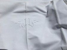 Drap Plat Ancien En Coton Et Lin métis Brodé JL 200 X 300 Cm