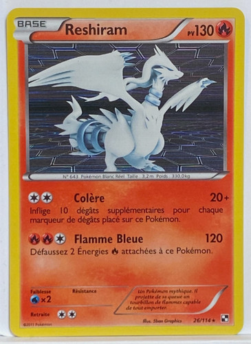 Reshiram 114 holo - 26/114, noir