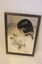 Miroir femme nue érotique années 80 32,5 x 22,5 cm