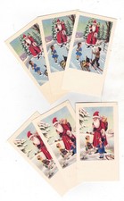 REF AF NOEL II -5 BEL ENSEMBLE 6 CARTES POSTALES mignonettes kitsch "Pere noël"