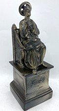 Antique italian religious metal sculpture early 1900's Saint Peter