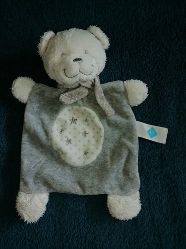 Doudou plat ours gris blanc