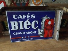 Ancienne Plaque émaillée double face CAFES BIEC Cuisine Bistrot 30x45cm