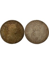 France Louis XV - Ecu Argent, Vertugadin - 1716 9 Rennes