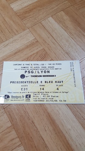 Billet psg lyon parc - billet, psg/lyon